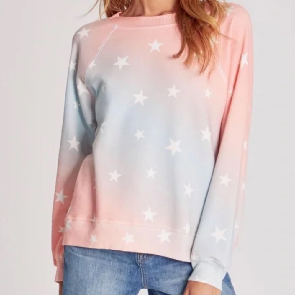 Wildfox NWT Salmon & Blue Ombre Star Spangled SOMMERS Sweatshirt MEDIUM